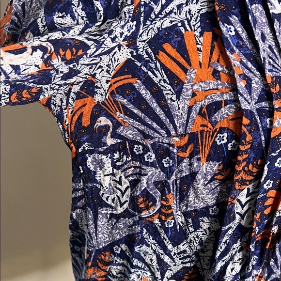 Maeve by Anthropologie Cathy Pleated Blouse Blue Jungle Print Size S - Picture 4 of 11